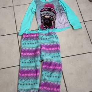 Imagine Girls Green Pajama puppy‎ Set Winter size S.